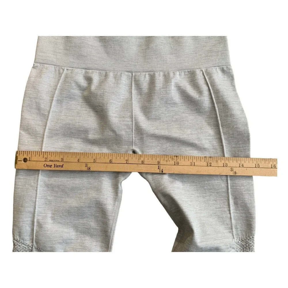 Fabletics Sync High-Waisted Leggings Perforated Side Light Grey Heather ~Small